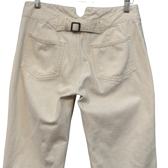 Express Vintage Precision Fit Beige Cotton Pants 5/6 Buckle Back Split Hem - Picture 5 of 8